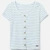 Adjmi Tops Striped Henley Top & Hair Tie
