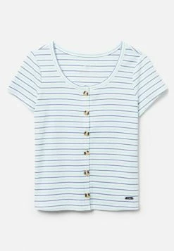 Adjmi Tops Striped Henley Top & Hair Tie