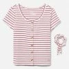 Adjmi Striped Henley Top & Hair Tie