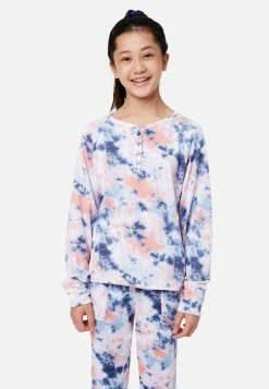 Komar Plus Sizes Tie-Dye Henley Pajama Top
