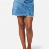 Adjmi Medium Wash Button-Up Denim Skirt Bottoms