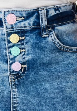 Adjmi Medium Wash Button-Up Denim Skirt Bottoms