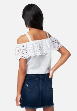 Adjmi Tops Eyelet Ruffle Button-Up Tank