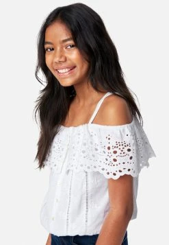 Adjmi Tops Eyelet Ruffle Button-Up Tank