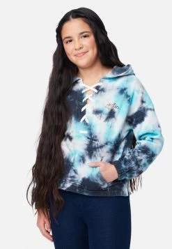 Adjmi Tops Collection X By Justice Tie-Dye Lace-Front Hoodie