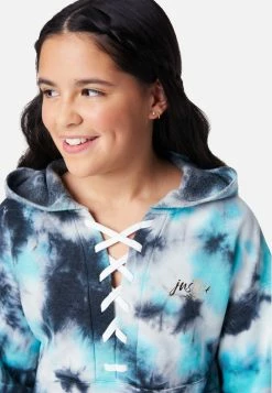 Adjmi Tops Collection X By Justice Tie-Dye Lace-Front Hoodie 8 Adjmi Tops Collection X By Justice Tie-Dye Lace-Front Hoodie