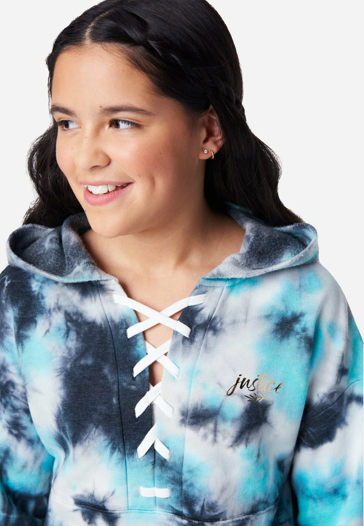 Adjmi Tops Collection X By Justice Tie-Dye Lace-Front Hoodie 5 Adjmi Tops Collection X By Justice Tie-Dye Lace-Front Hoodie