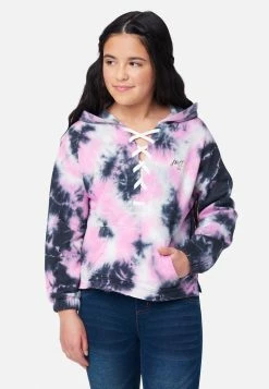 Adjmi Tops Collection X By Justice Tie-Dye Lace-Front Hoodie