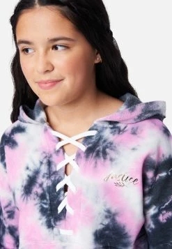 Adjmi Tops Collection X By Justice Tie-Dye Lace-Front Hoodie