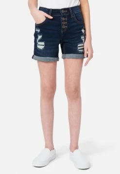 Adjmi Button-Up Midi Denim Shorts