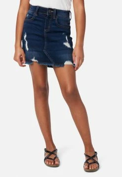 Adjmi Dark Wash Destructed Denim Skirt