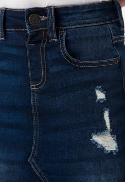 Adjmi Dark Wash Destructed Denim Skirt