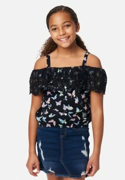 Adjmi Tops Eyelet Ruffle Button-Up Tank