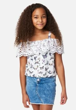 Adjmi Tops Eyelet Ruffle Button-Up Tank