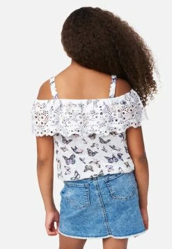Adjmi Tops Eyelet Ruffle Button-Up Tank
