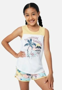 Adjmi Ribbed Color Block Scoop Neck Tank Tops