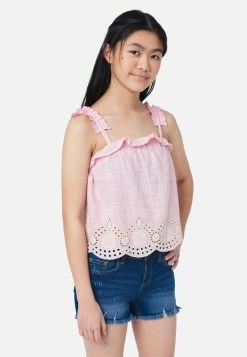 Adjmi Striped Eyelet Tank Tops