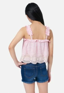 Adjmi Striped Eyelet Tank Tops