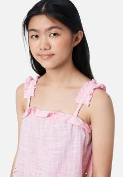 Adjmi Striped Eyelet Tank Tops