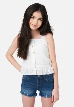 Adjmi Eyelet Button-Up Tank