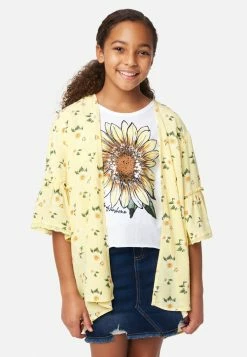 Adjmi Patterned Lace-Trim Open Cardi