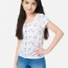 Adjmi Floral Henley Top & Hair Tie Tops