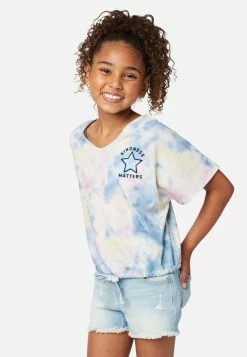 Adjmi Tops Graphic Drawstring Scoop-Neck Tee