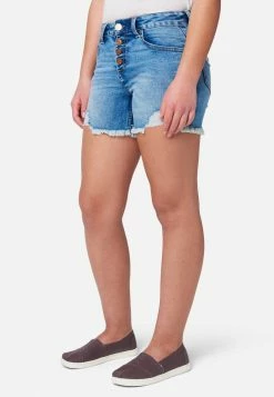 Adjmi Button-Up Midi Denim Shorts