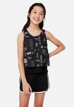 Adjmi J Sport Patterned Mesh Layered Tank Tops