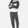 Komar Faux Sherpa Color Block Pajama Set Plus Sizes