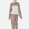 Komar Faux Sherpa Color Block Hooded Pajama Set Plus Sizes