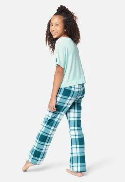 KOMAR Plus Sizes Graphic & Plaid Pajama Set