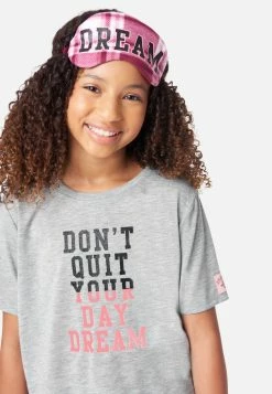 KOMAR Plus Sizes Graphic & Plaid Pajama Set