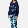 Komar Graphic Raglan & Patterned Pajama Set Plus Sizes