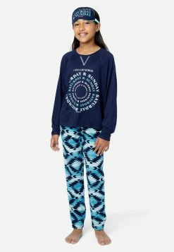 Komar Graphic Raglan & Patterned Pajama Set Plus Sizes