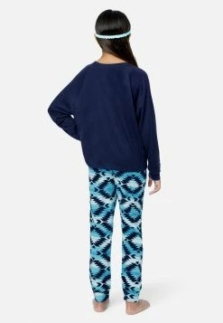 Komar Graphic Raglan & Patterned Pajama Set Plus Sizes