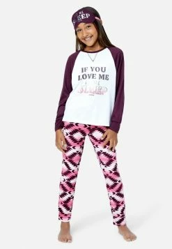 Komar Graphic Raglan & Patterned Pajama Set