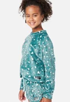 KOMAR Patterned Fleece Shorts Pajama Set Plus Sizes