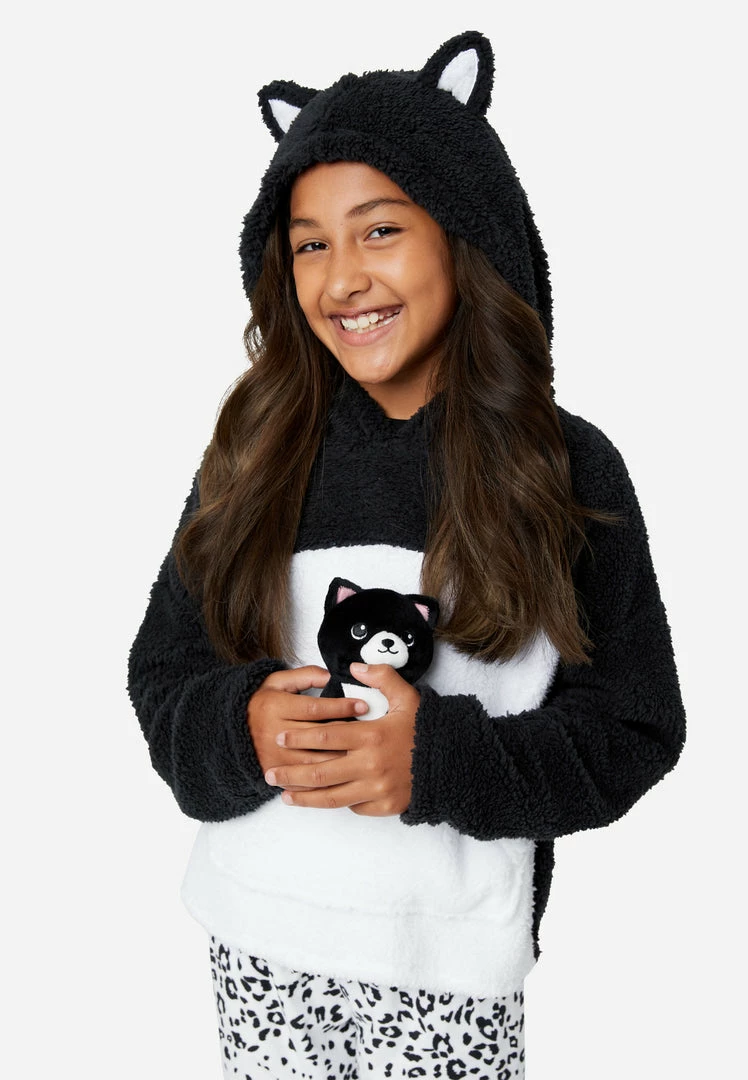 KOMAR Plus Sizes Faux Sherpa Kitten Pajama Set 5 KOMAR Plus Sizes Faux Sherpa Kitten Pajama Set