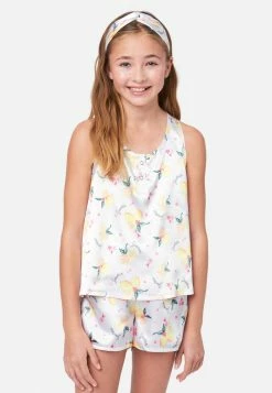 KOMAR Plus Sizes Patterned Satin Shorts Pajama Set