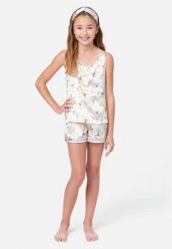 KOMAR Plus Sizes Patterned Satin Shorts Pajama Set