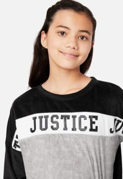 KOMAR Plus Sizes Color Block Fleece Shorts And Pants Pajama Set