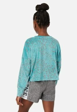 KOMAR Color Block Fleece Shorts And Pants Pajama Set Plus Sizes