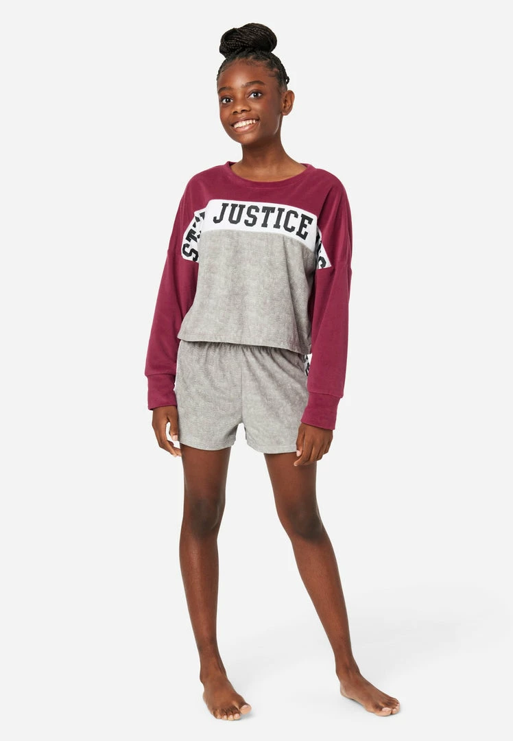 KOMAR Plus Sizes Color Block Fleece Shorts And Pants Pajama Set 6 KOMAR Plus Sizes Color Block Fleece Shorts And Pants Pajama Set