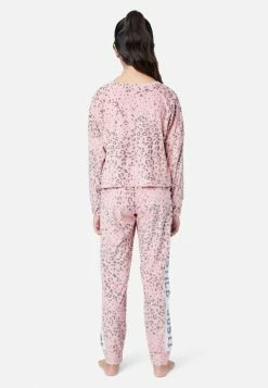 KOMAR Color Block Fleece Shorts And Pants Pajama Set Plus Sizes