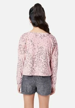 KOMAR Color Block Fleece Shorts And Pants Pajama Set Plus Sizes