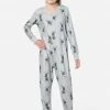 Komar Patterned Button-Front Footless Pajamas
