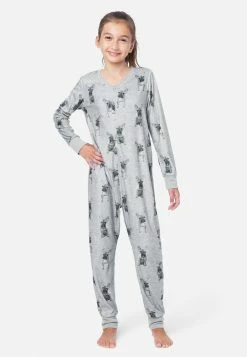 Komar Patterned Button-Front Footless Pajamas