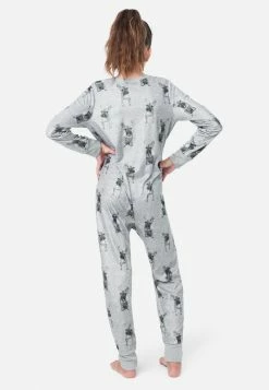 Komar Patterned Button-Front Footless Pajamas