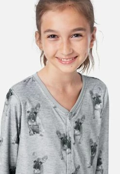 Komar Patterned Button-Front Footless Pajamas